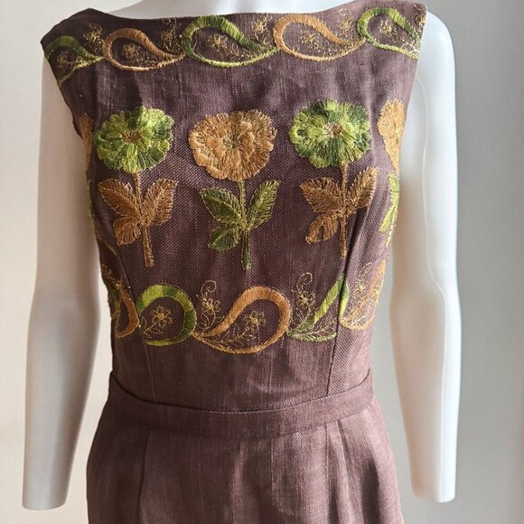 Vintage Wascheek Wien Austria Embroidered Sheath Dress S - Picture 4 of 9
